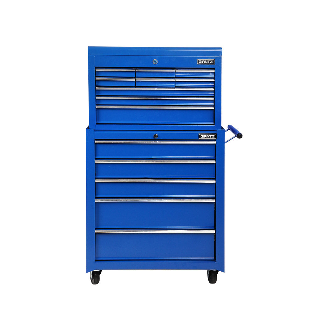 Giantz 14 Drawer Tool Box Cabinet Chest Mechanic Garage Storage Trolley Blue