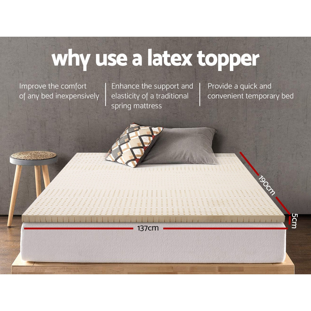 Giselle Bedding Pure Natural Latex Mattress Topper 7 Zone 5cm Double