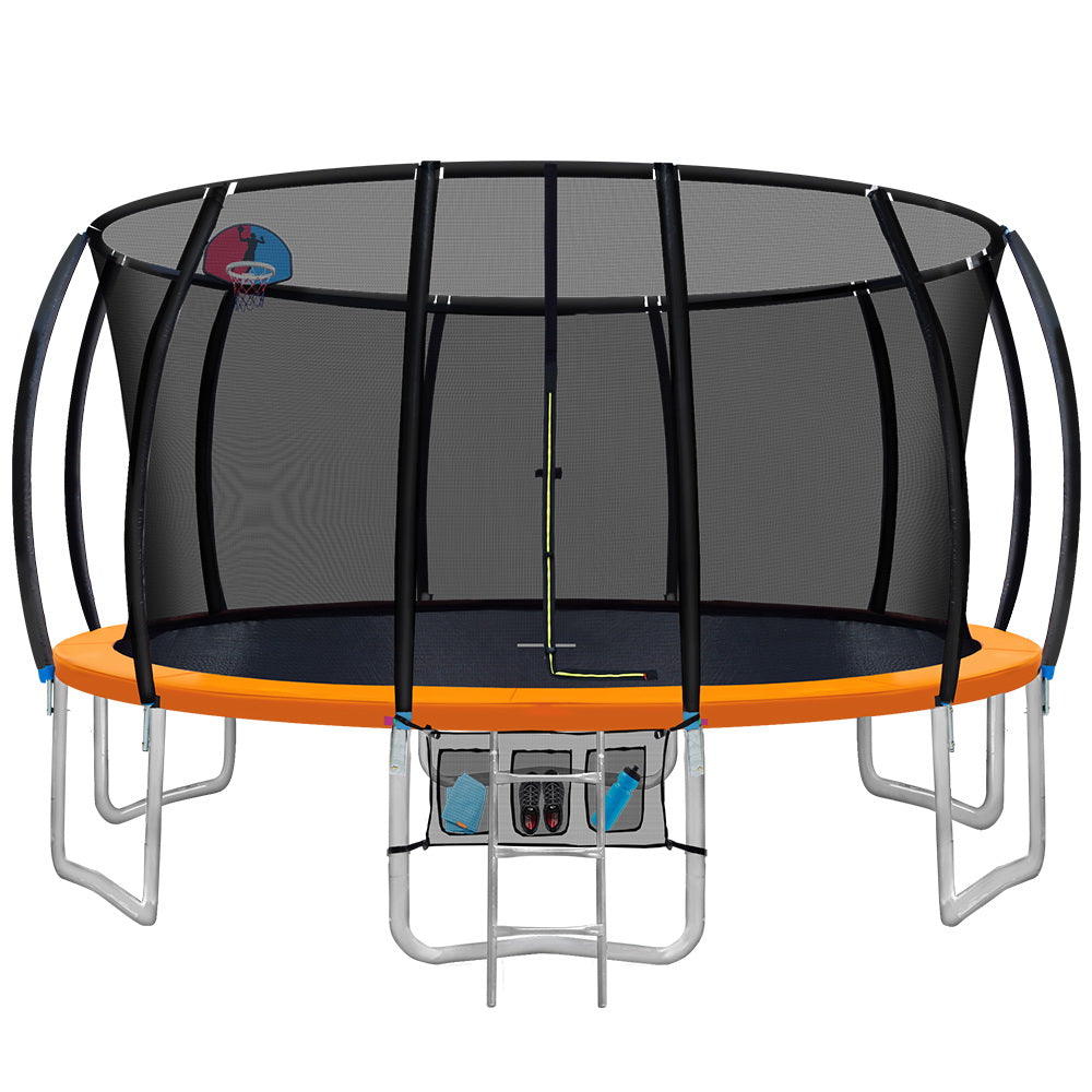 Everfit 16FT Trampoline for Kids w/ Ladder Enclosure Safety Net Rebounder Orange