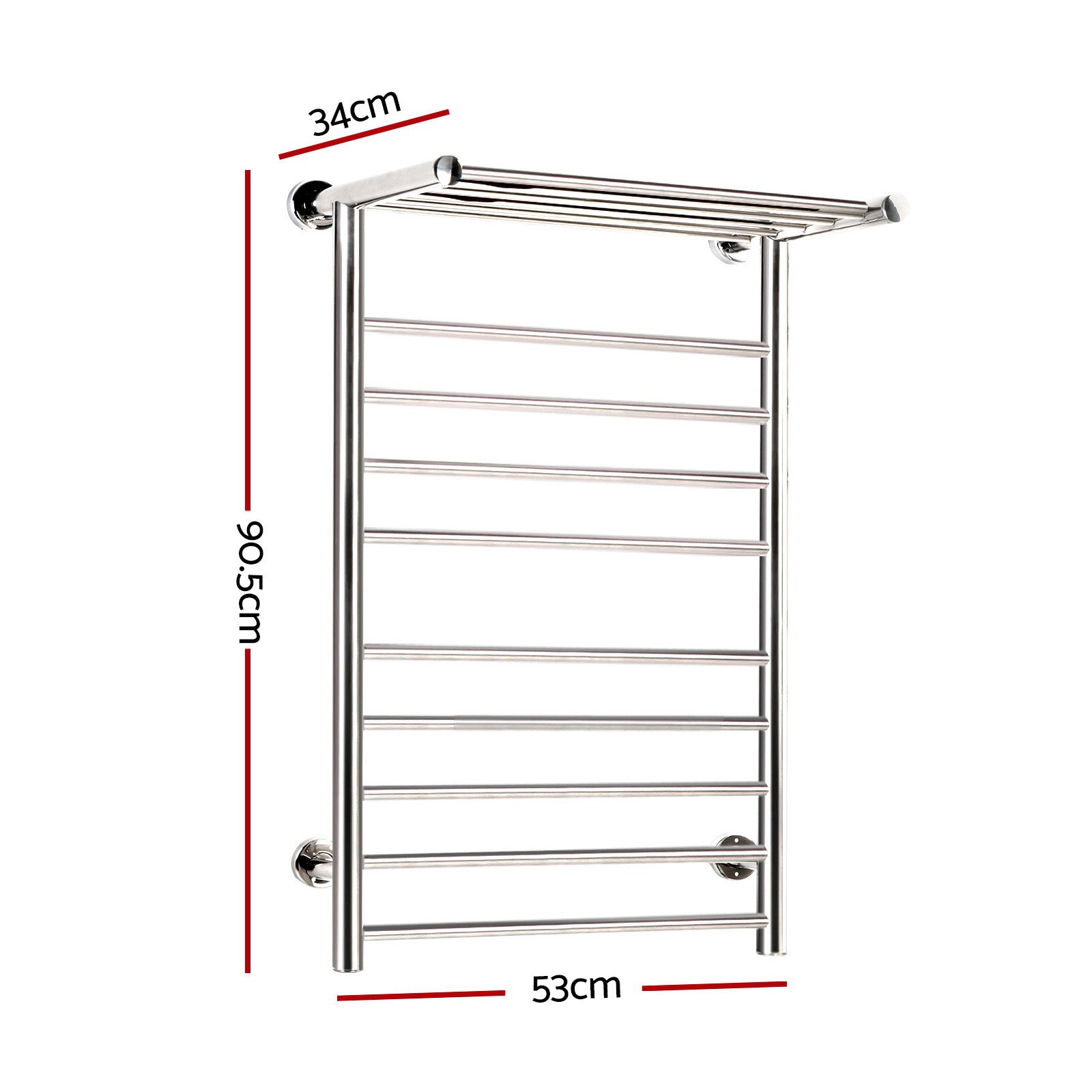 Devanti Electric Heated Towel Rail Warmer Heater Rails Rack Wall Mounted 14 Bar