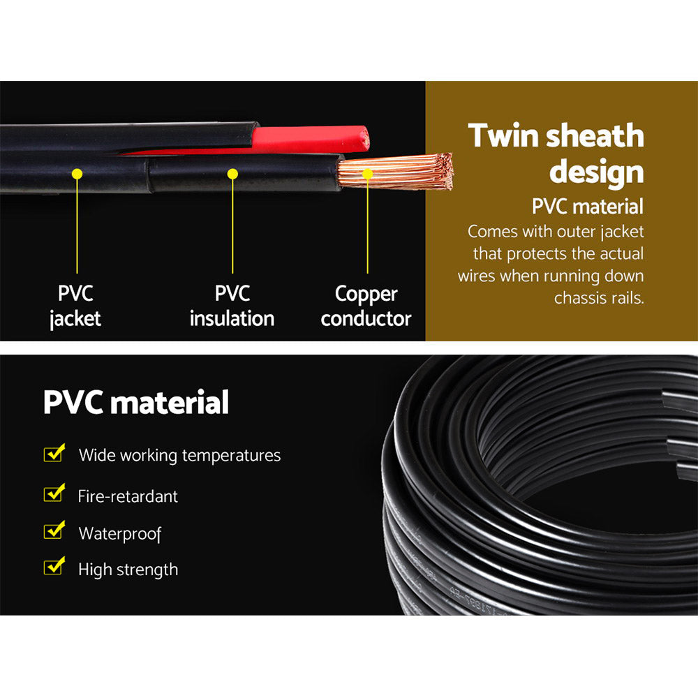 Giantz 8B&S 10M Twin Core Wire Electrical Cable Extension Car 450V 2 Sheath