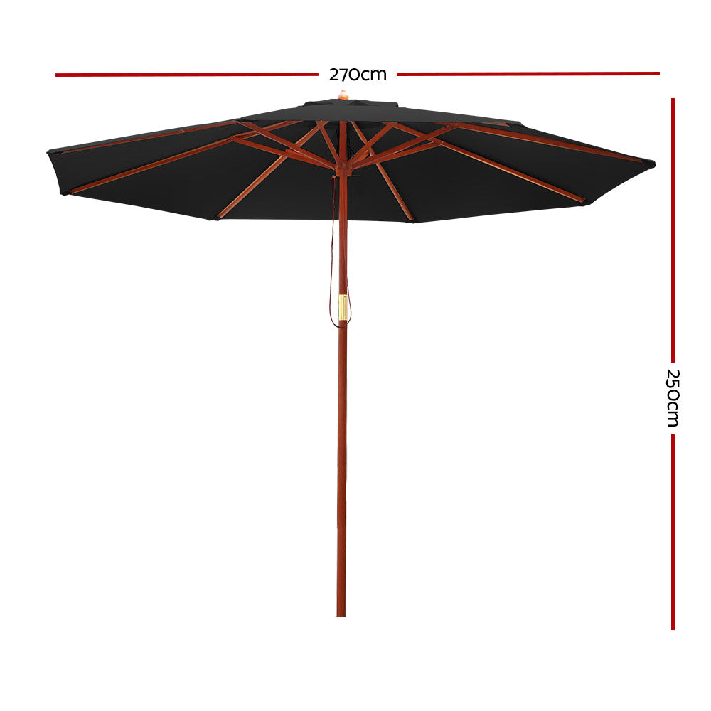 Instahut 2.7m Outdoor Umbrella Pole Umbrellas Beach Garden Sun Stand Patio Black