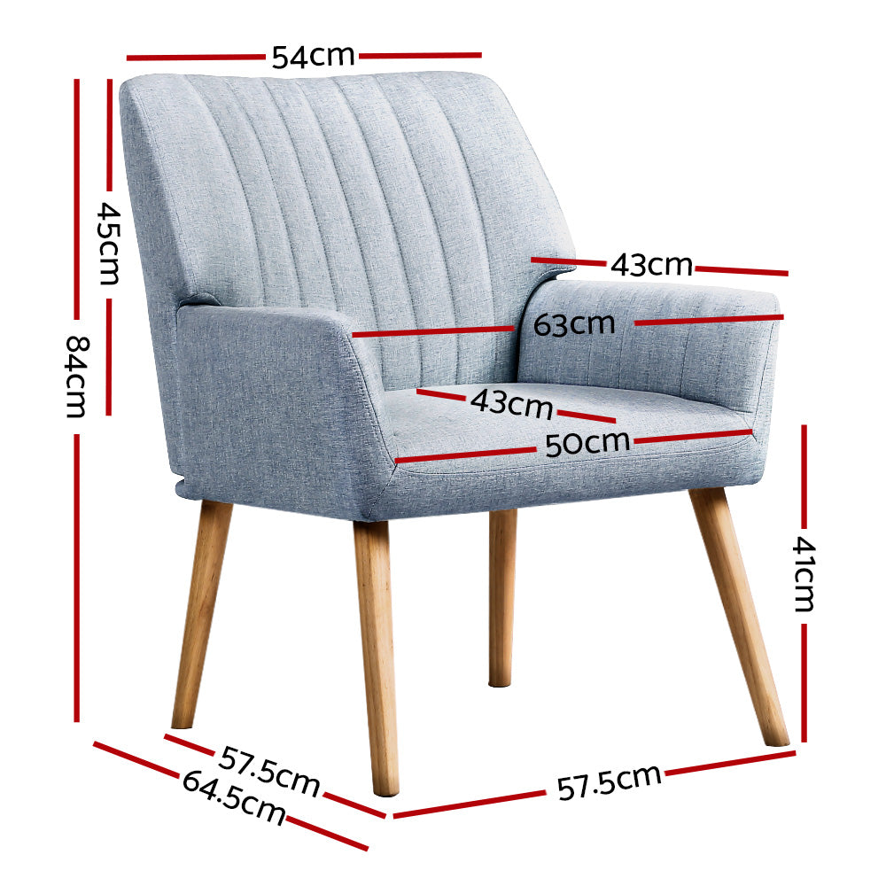 Artiss Armchair Fabric Grey Sebastini