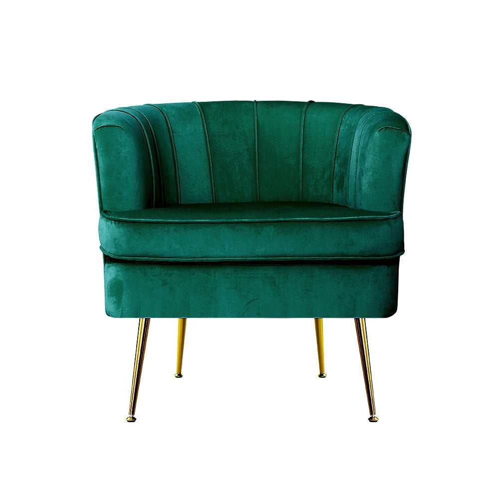 Artiss Armchair Velvet Green Norvia