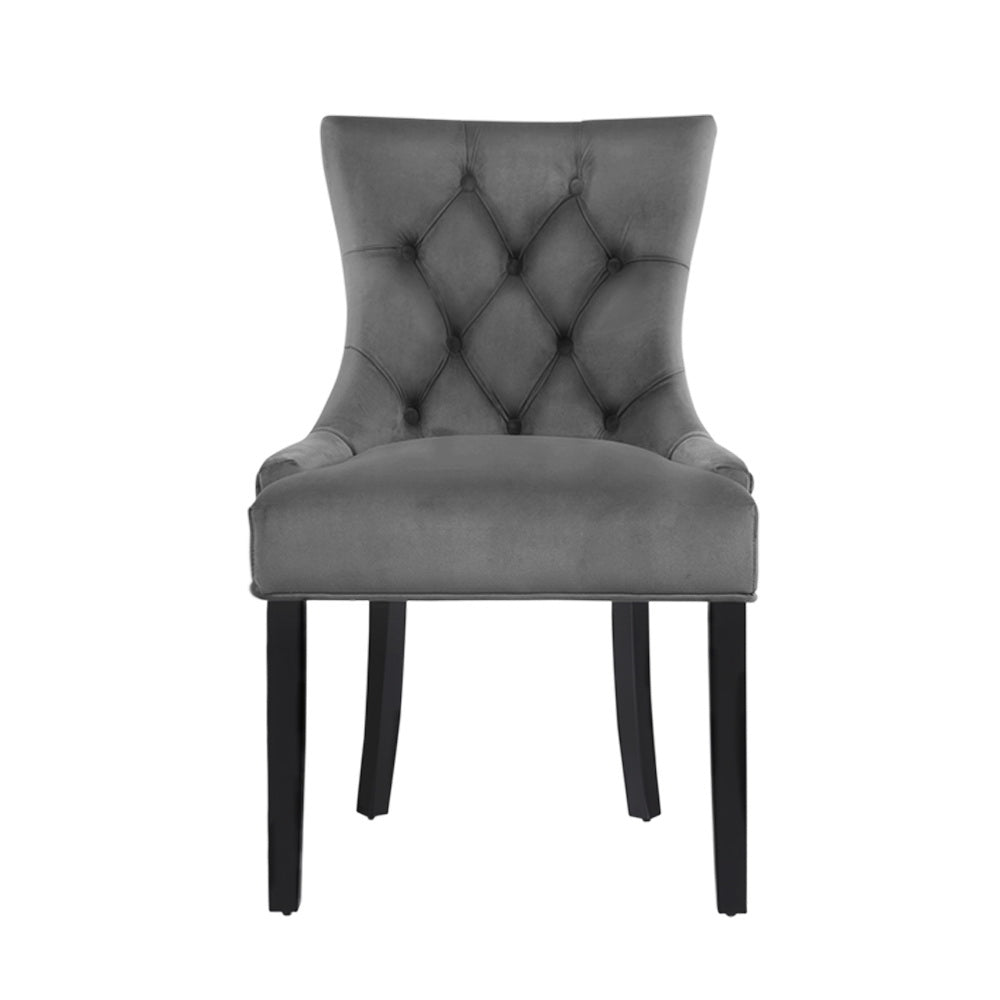 Artiss Dining Chair Set of 2 Velvet Grey French Cayes