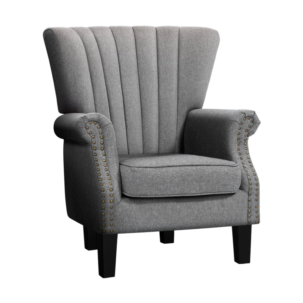 Artiss Armchair Wingback Grey Andrew