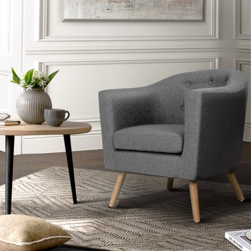 Artiss Armchair Tub Chair Grey Adora