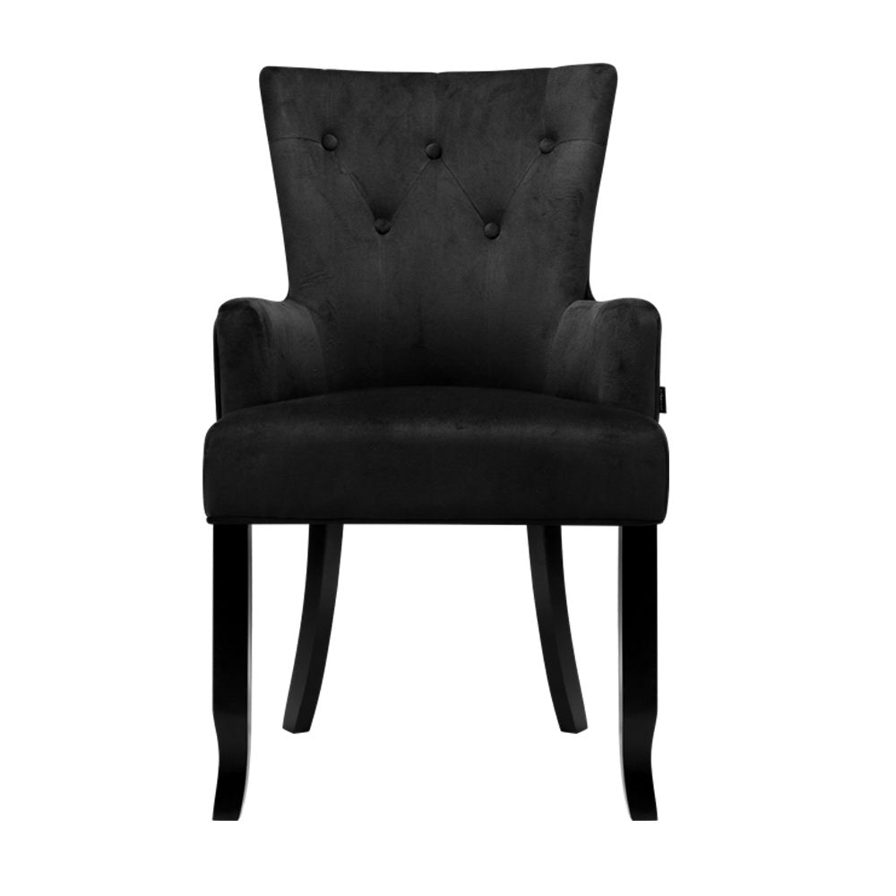 Artiss Dining Chair Velvet Black French Cayes