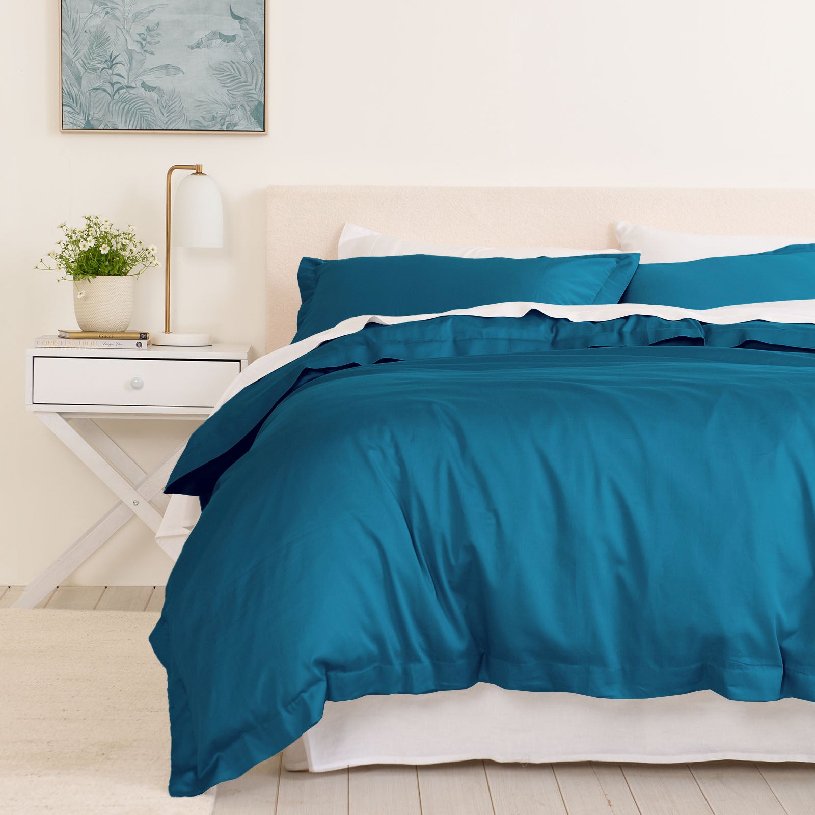 Balmain 1000 Thread Count Hotel Grade Bamboo Cotton Quilt Cover Pillowcases Set - King - Mineral Blue