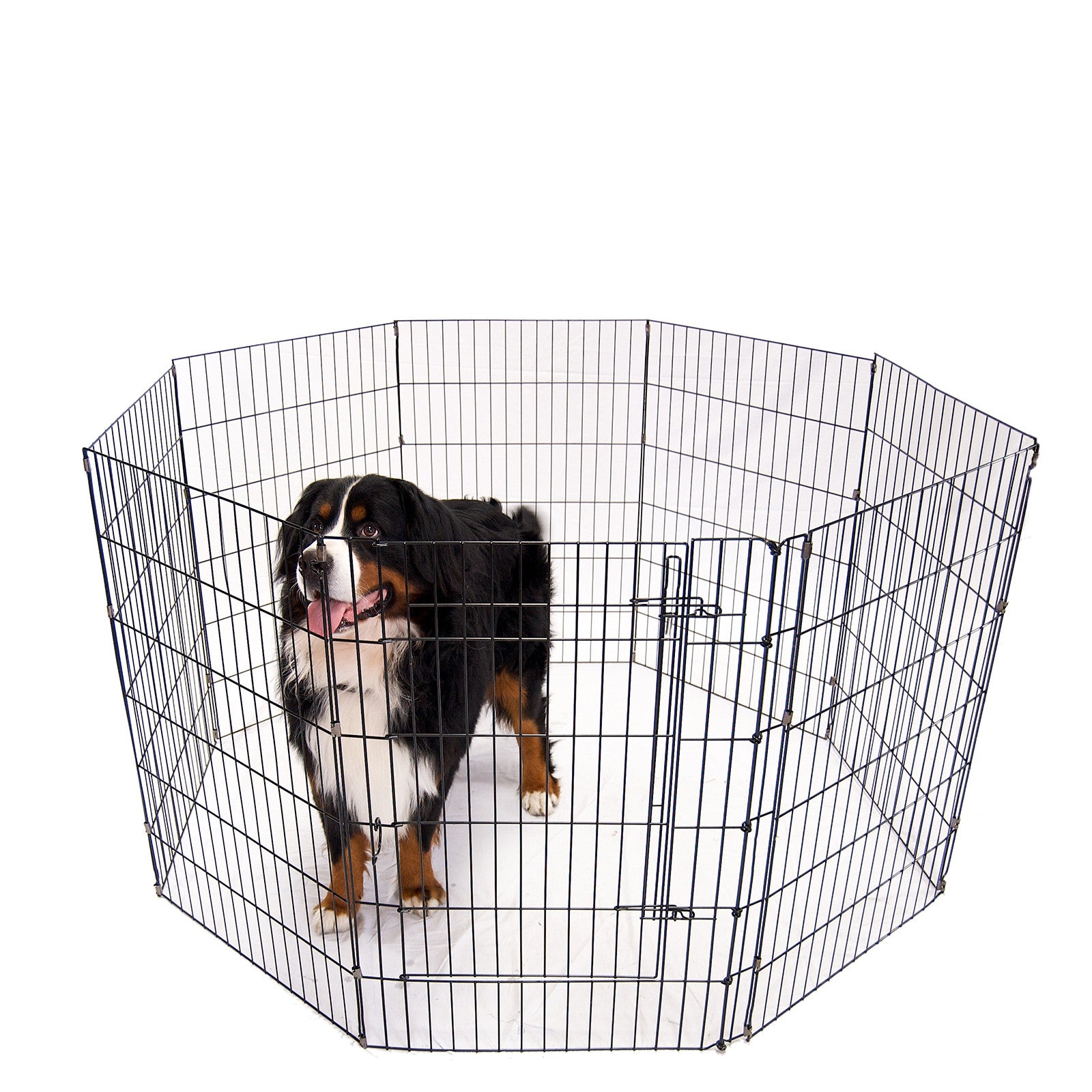 4Paws 8 Panel Playpen Puppy Exercise Fence Cage Enclosure Pets Black All Sizes - 24" - Black