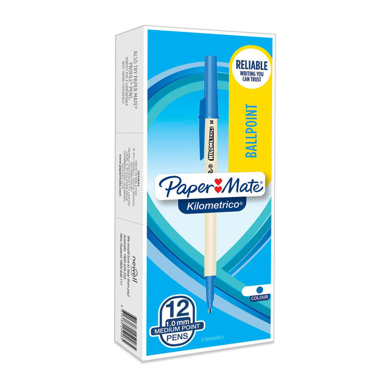 PAPER MATE Kilometrico Ball Pen Blue Box of 12