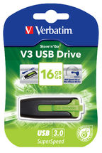 VERBATIM 16GB V3 USB3.0 Green Store\'n\'Go V3; Rectractable