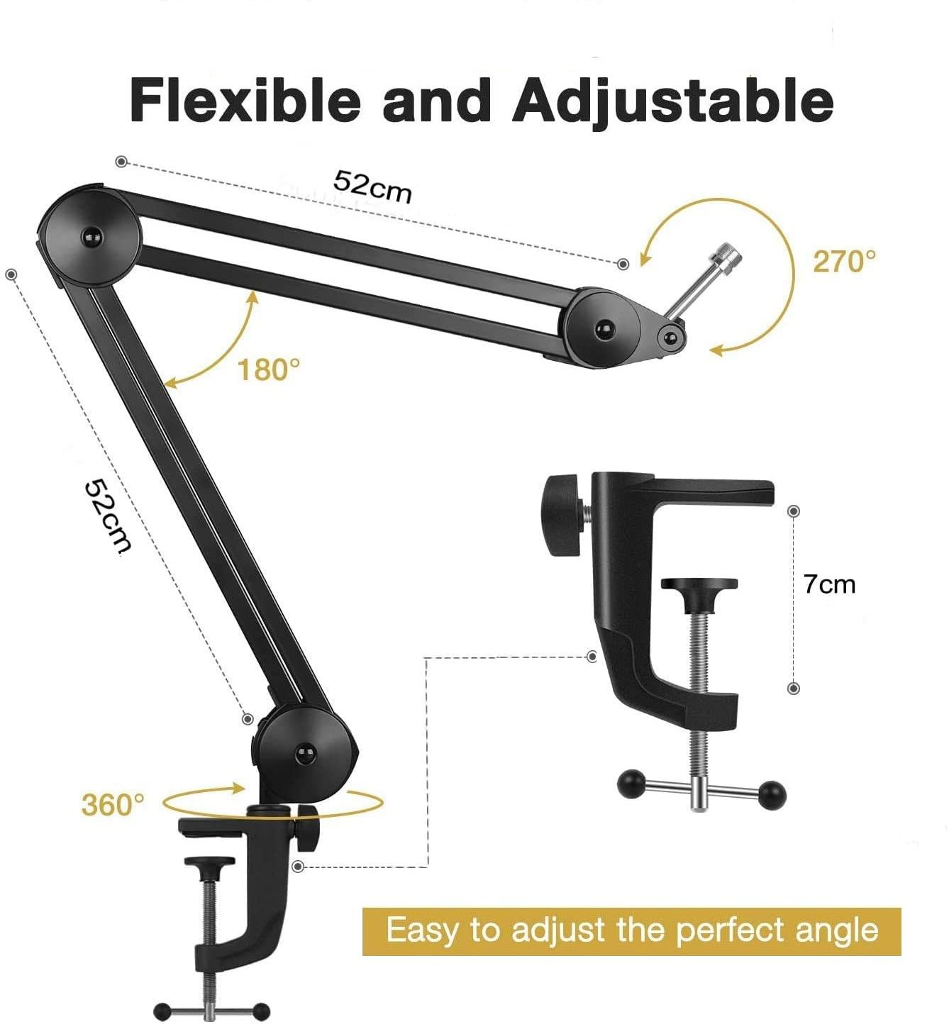 Heavy Duty Microphone Arm Microphone Stand Suspension Scissor Boom Stands with 6" Pop Filter and Cable Ties for Recording