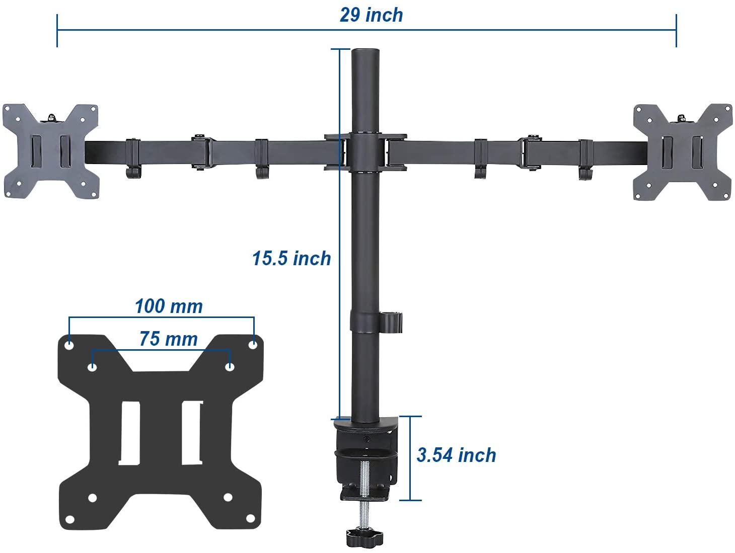 360 Degree Rotation Dual LCD LED Monitor Desk Mount Stand Fits 2 Screens Up to 27"