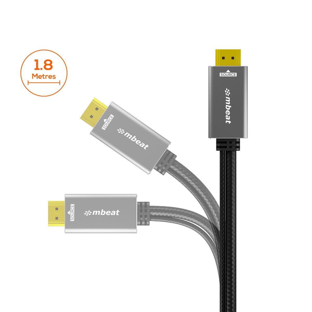 mbeat Tough Link 1.8m HDMI to DisplayPort Cable with USB Power