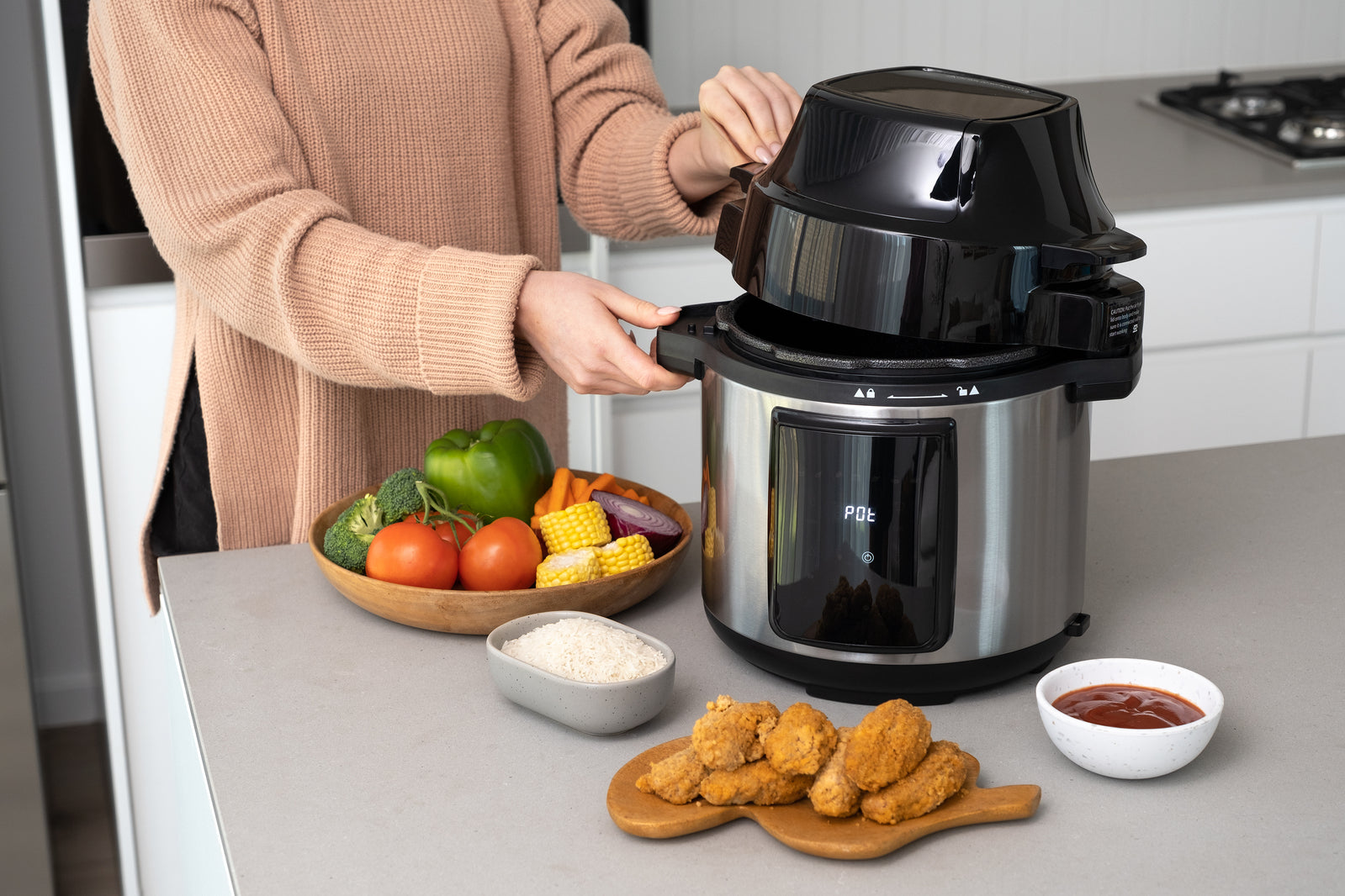 6L Air Fryer + Pressure Cooker (Silver) Kitchen Appliance