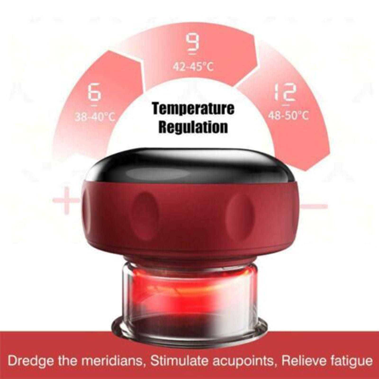 12 levels Electric Cupping Therapy Smart Scraping Massager Red Light Heating Body Slimming Red