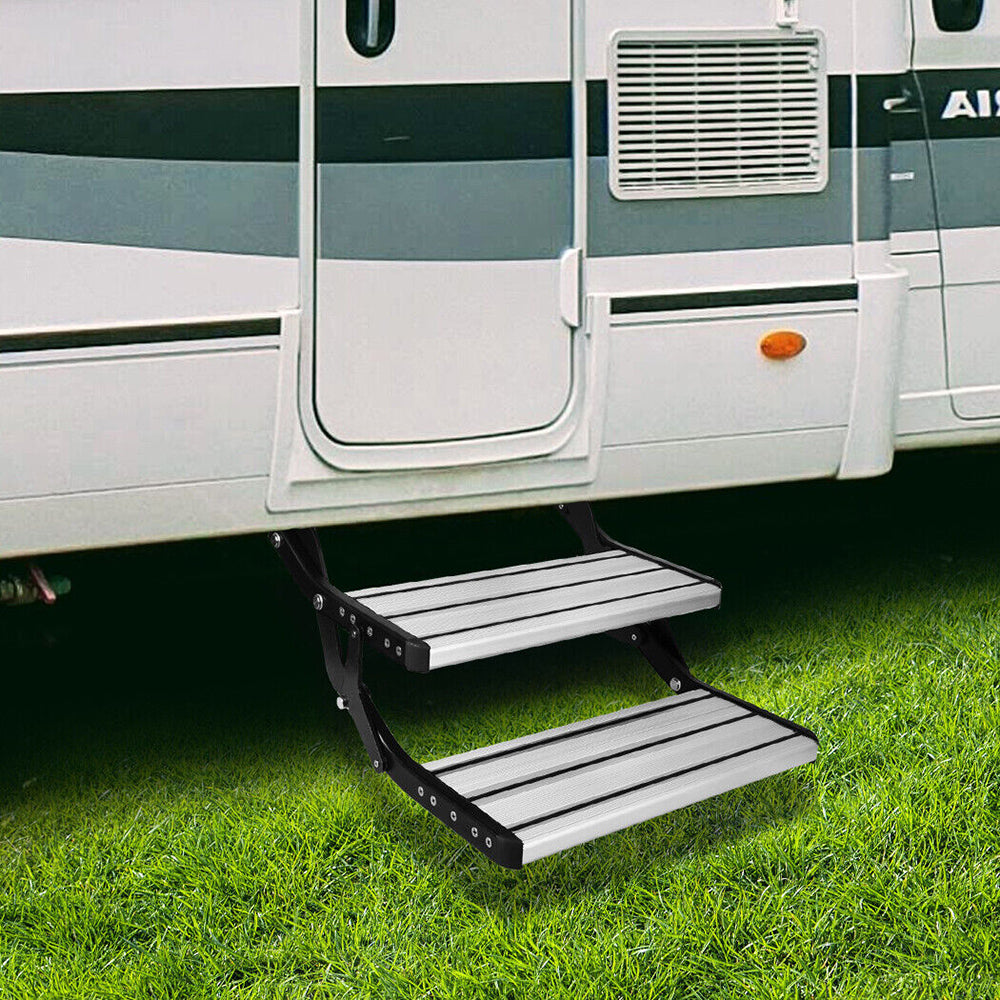 Aluminium Double Caravan Step Pull Out Folding Steps For Road RV Camper Trailer