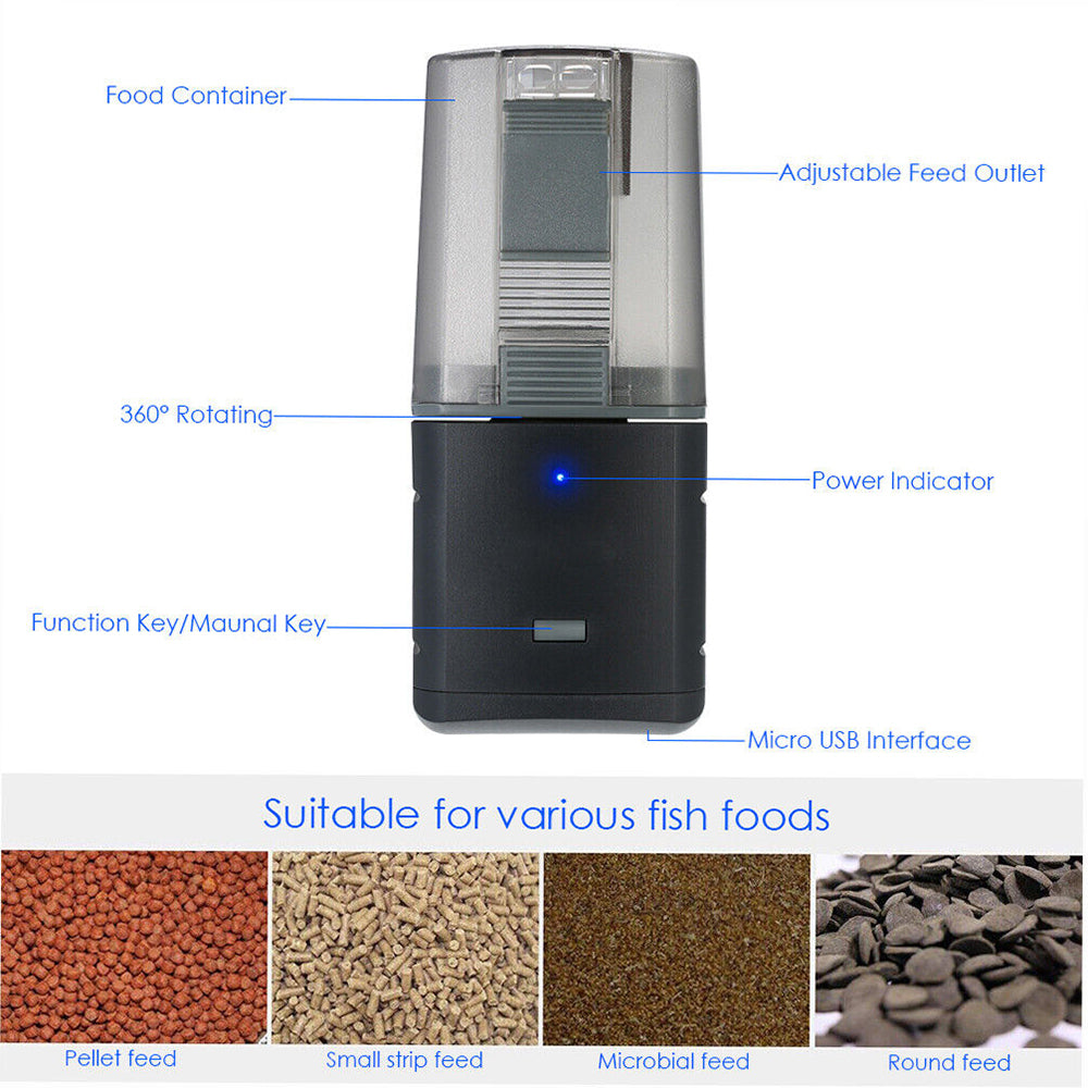 WiFi Automatic Fish Food Feeder Pet Feeding Aquarium Tank Pond Dispenser USB