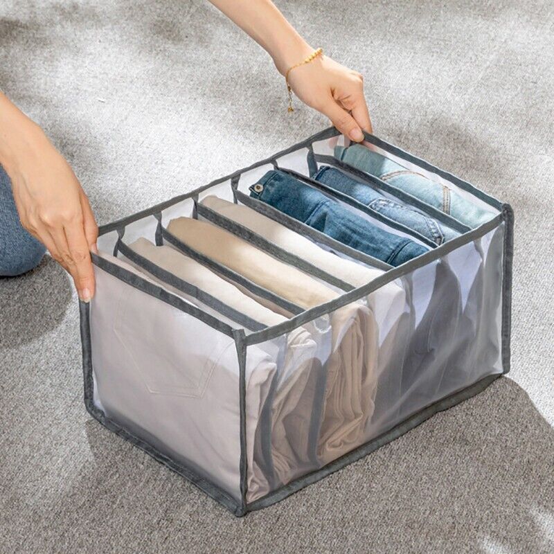 7 Grids Mesh Foldable Clothes Storage Jeans Pants Organizer Clothes Organizer