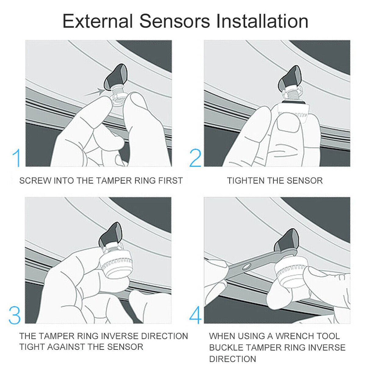 4 Sensor Solar Wireless TPMS Car Tire Tyre Pressure System Monitoring External