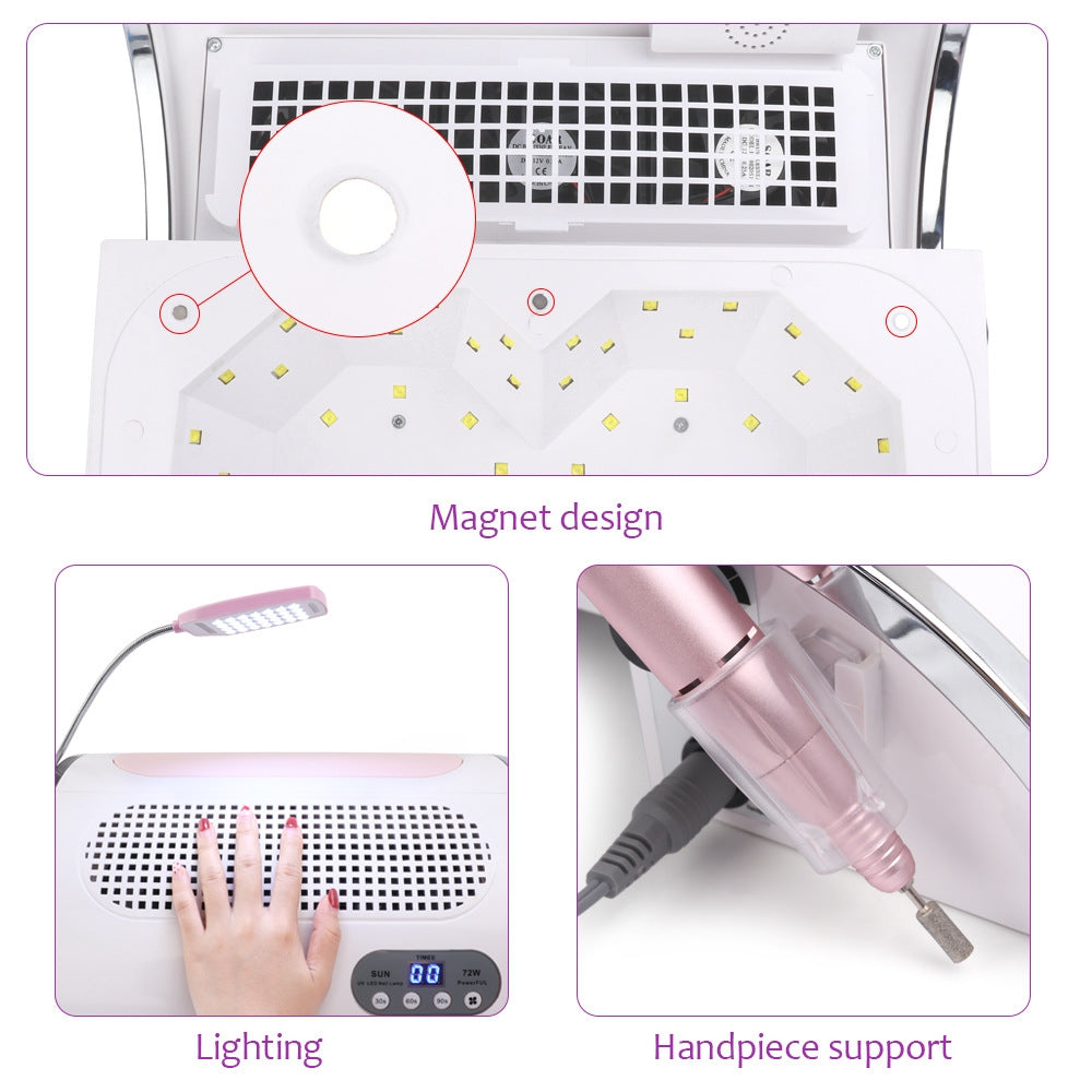 Multifunction Nail Drill Art Salon Nail Lamp Nail Vacuum Cleaner Nail Dust Collector Machine