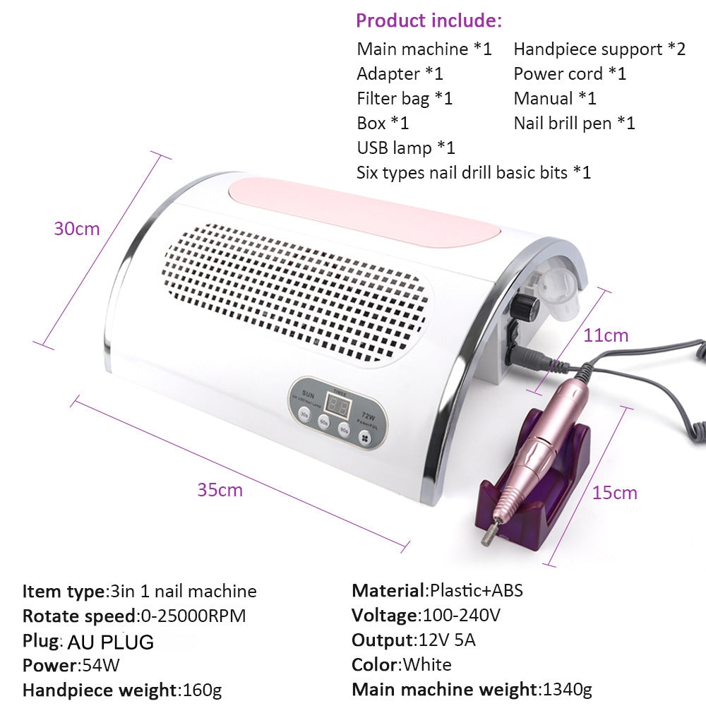 Multifunction Nail Drill Art Salon Nail Lamp Nail Vacuum Cleaner Nail Dust Collector Machine