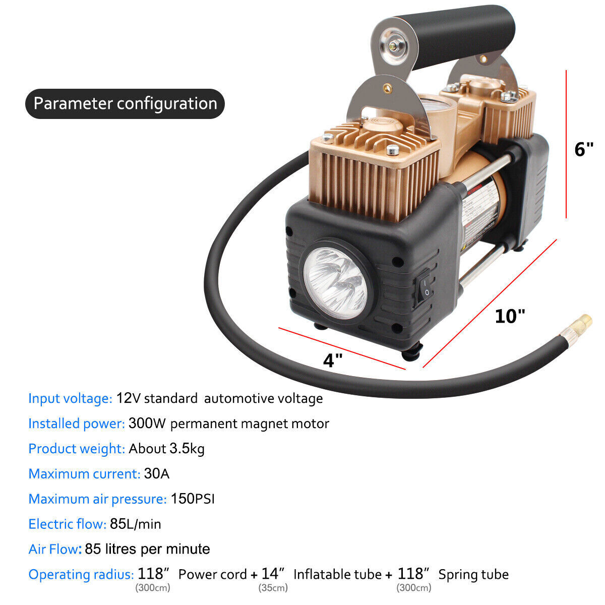 12V Car Air Compressor Tyre Deflator Inflator Auto Portable 4WD Truck Tire Pump