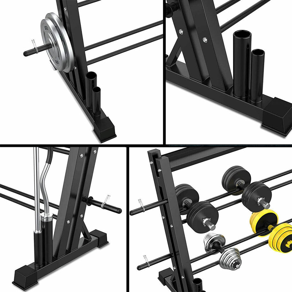 3-Tier Weights and Barbell Storage Rack Barbell Dumbbell Kettlebell Weight Plate