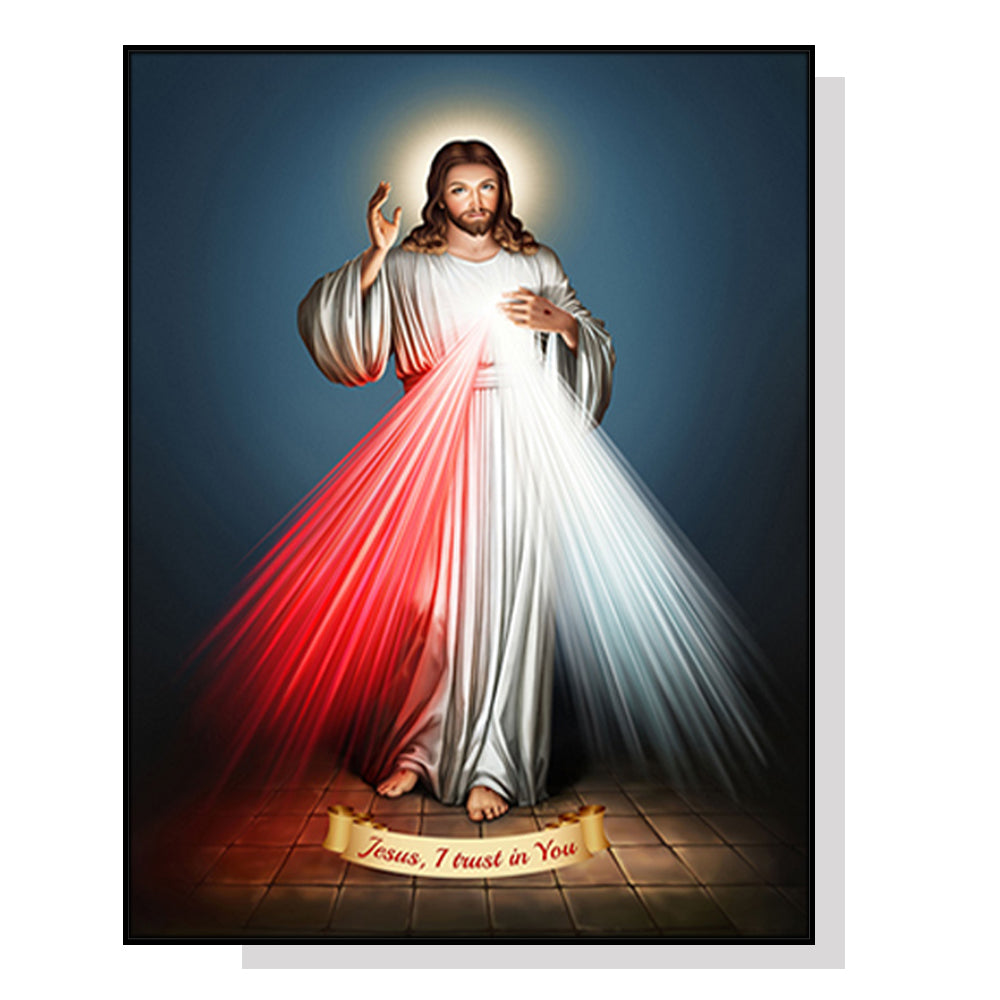 50cmx70cm Jesus Divine Mercy I Trust In You Black Frame Canvas Wall Art