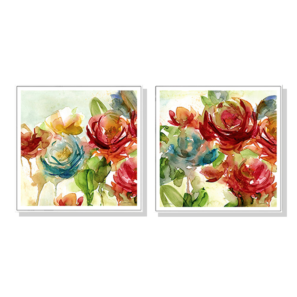 70cmx70cm Rosewater Garden By Carol Robinson 2 Sets White Frame Canvas Wall Art