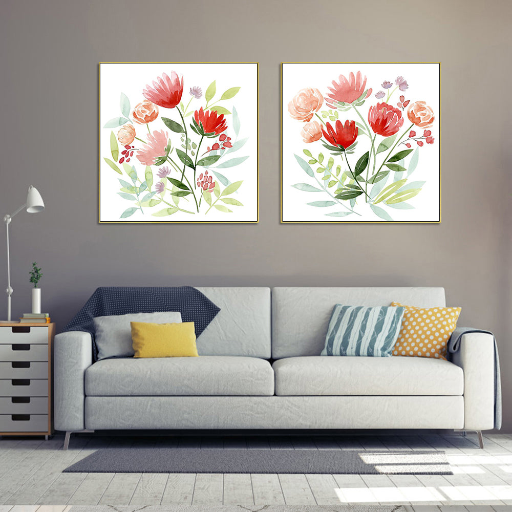 70cmx70cmFlorals 2 Sets Gold Frame Canvas Wall Art