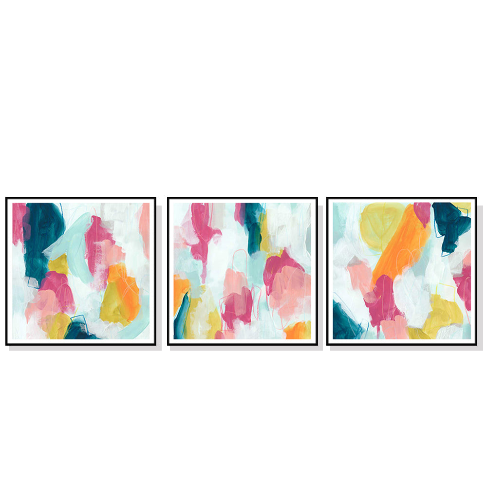 70cmx70cm Colourful 3 Sets Black Frame Canvas Wall Art