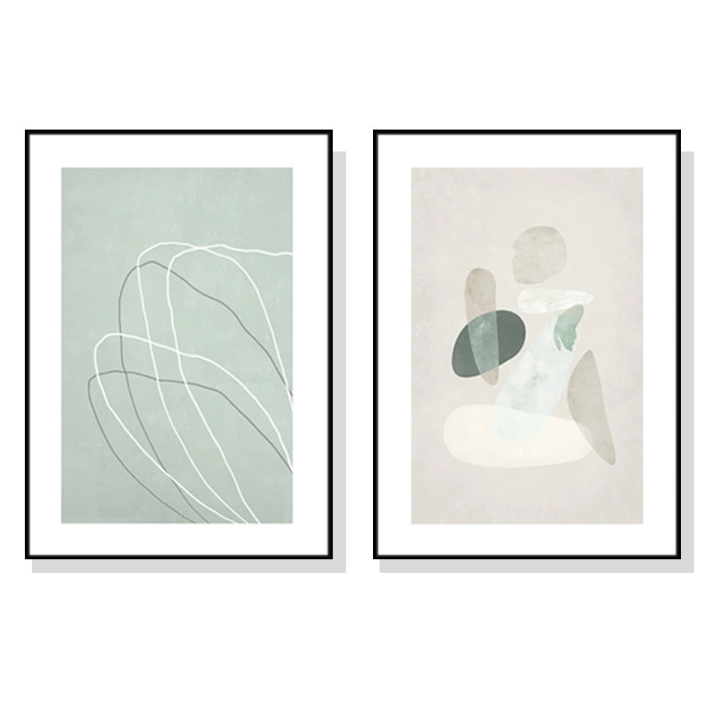 70cmx100cm Abstract body and lines 2 Sets Black Frame Canvas Wall Art