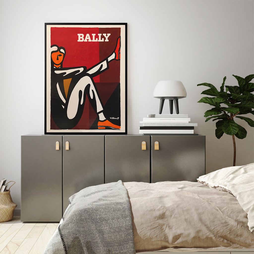 80cmx120cm Bally Man by Villemot Black Frame Canvas Wall Art