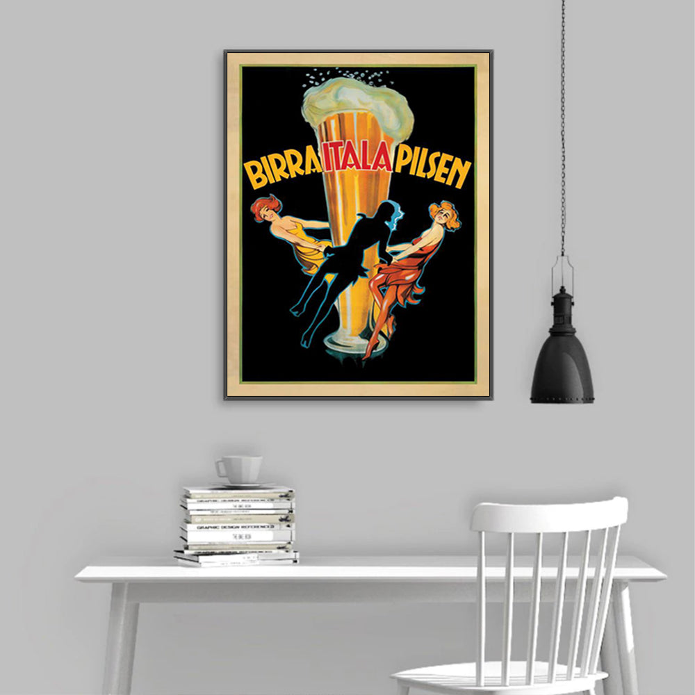 80cmx120cm Birra Itala Pilsen Black Frame Canvas Wall Art