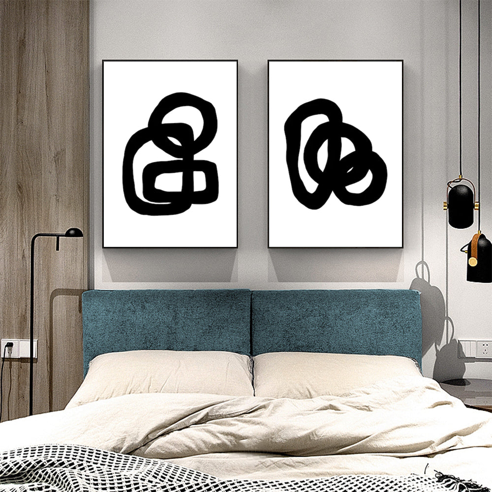 60cmx90cm Black and White 2 Sets Black Frame Canvas Wall Art