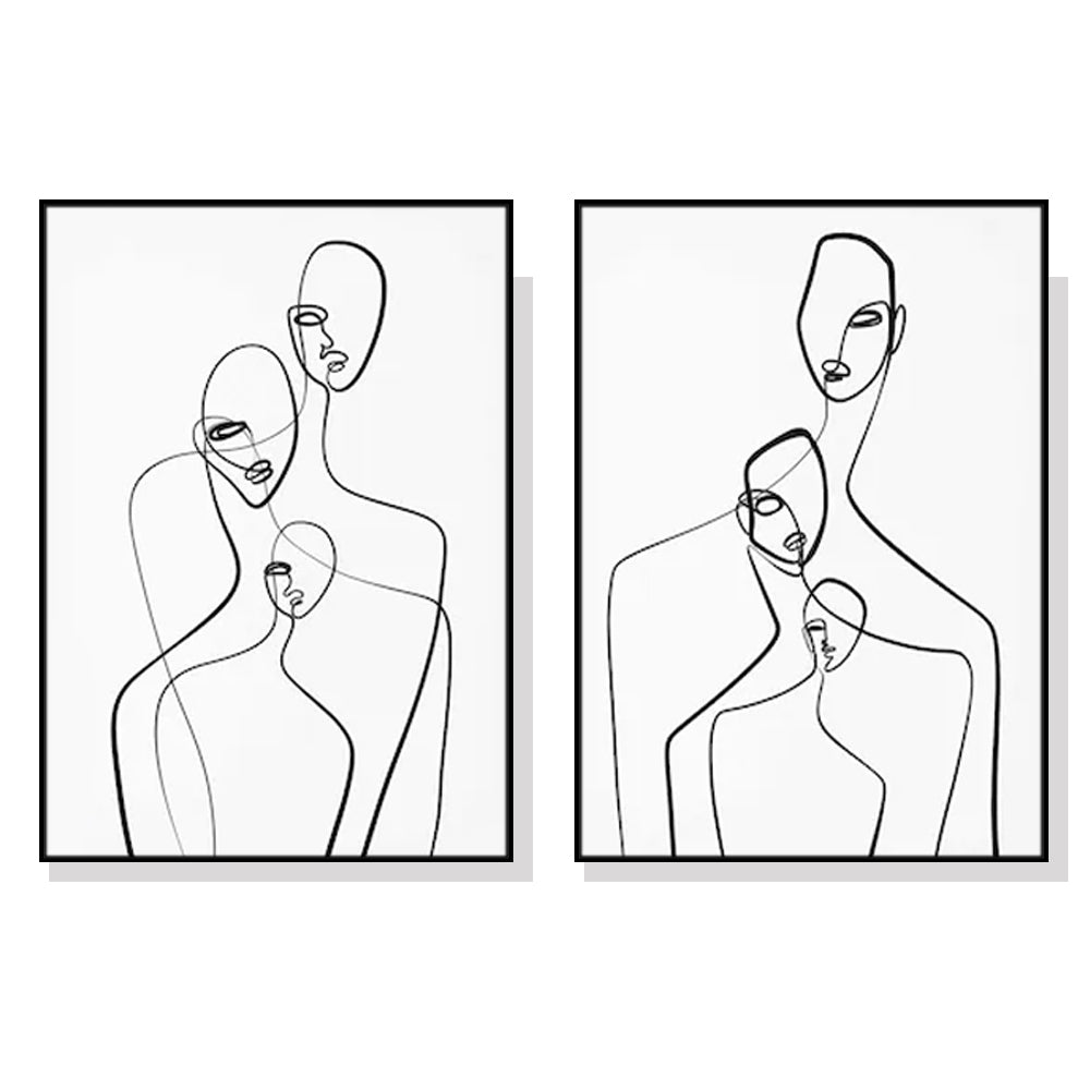 70cmx100cm Abstract Figures 2 Sets Black Frame Canvas Wall Art