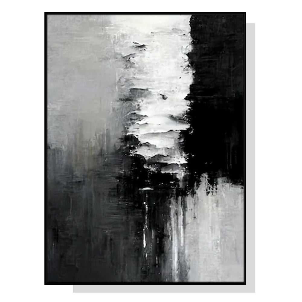 70cmx100cm Abstract Black White Artwork Black Frame Canvas Wall Art