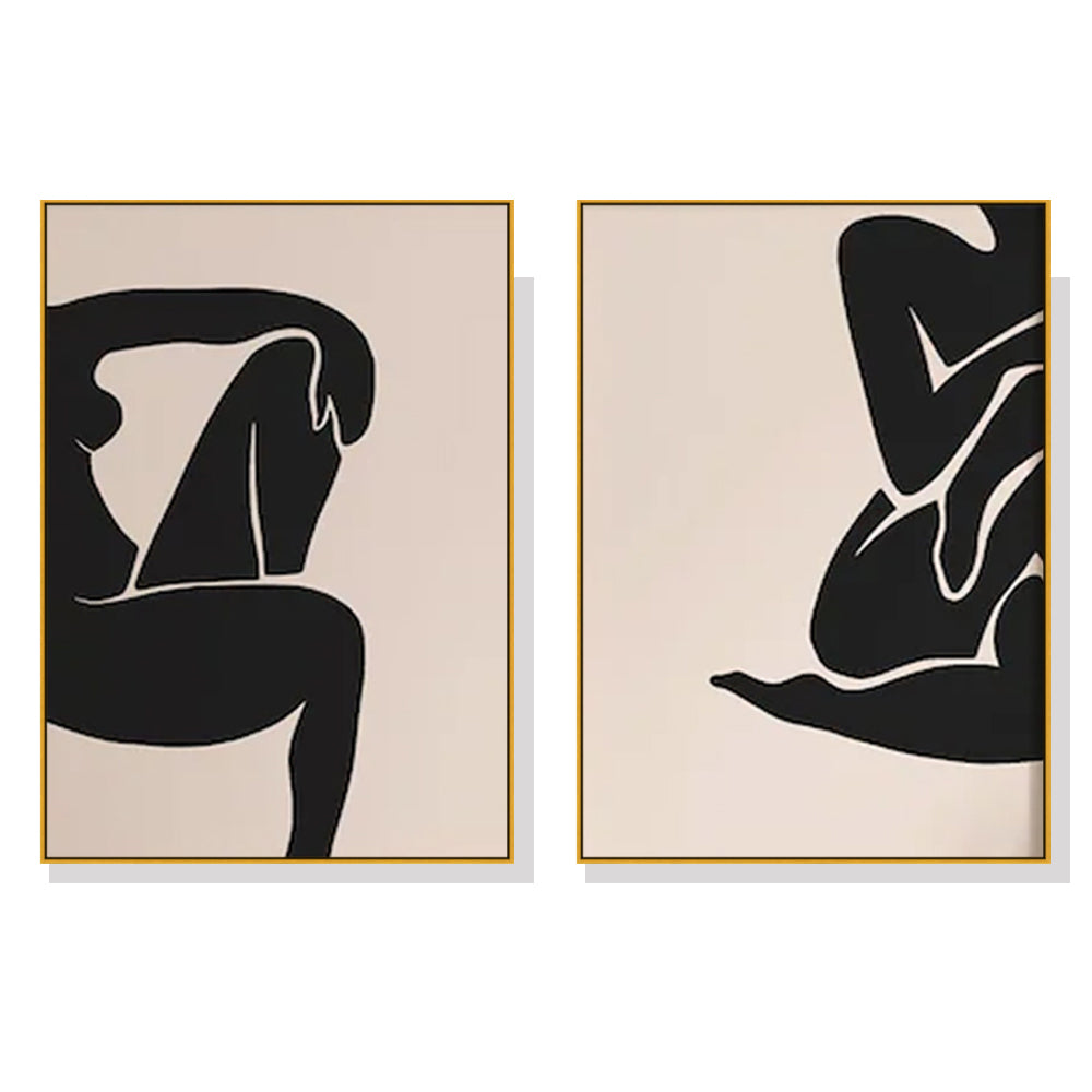 60cmx90cm Female Figure 2 Sets Gold Frame Canvas Wall Art