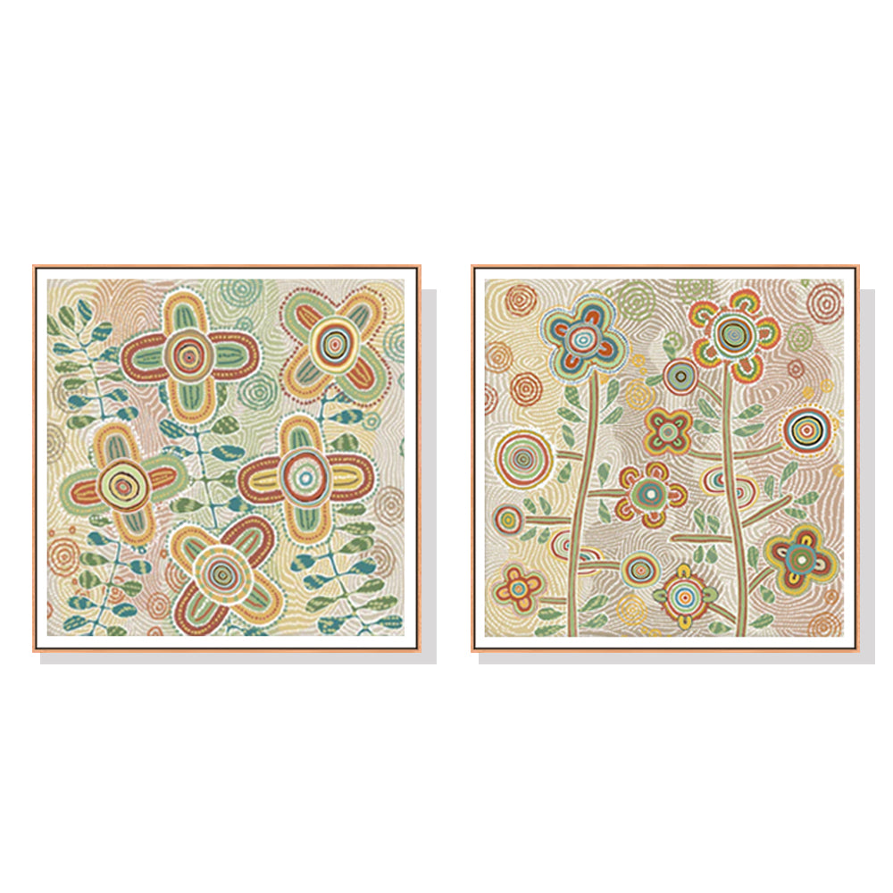 Wall Art 100cmx100cm Lovely Pattern II 2 Sets Wood Frame Canvas