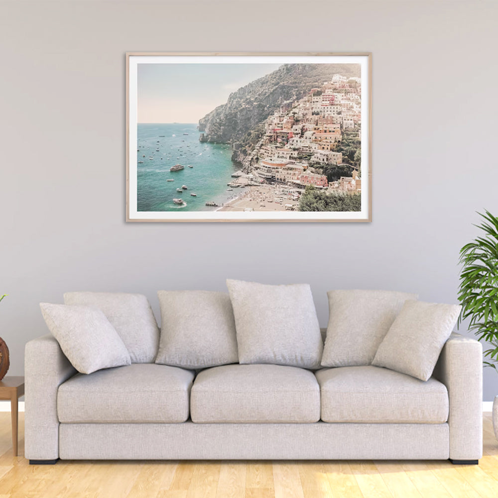 Wall Art 60cmx90cm Italy Amalfi Coast Wood Frame Canvas