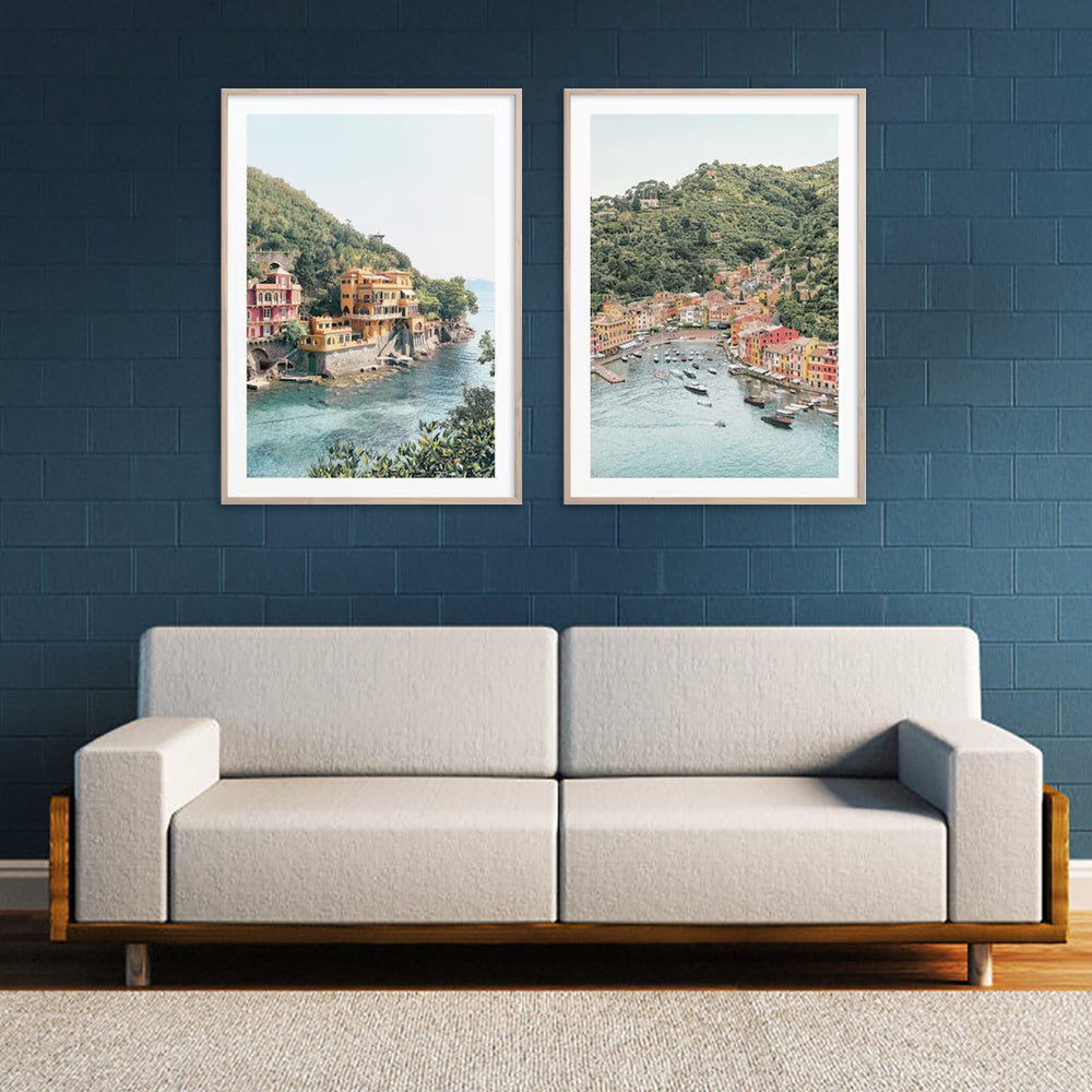 Wall Art 50cmx70cm Italy Coast 2 Sets Wood Frame Canvas