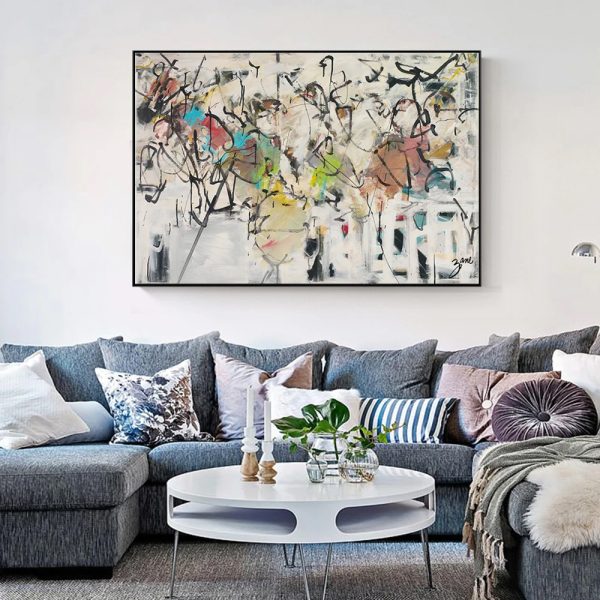 Wall Art 70cmx100cm Abstract White Dream Black Frame Canvas