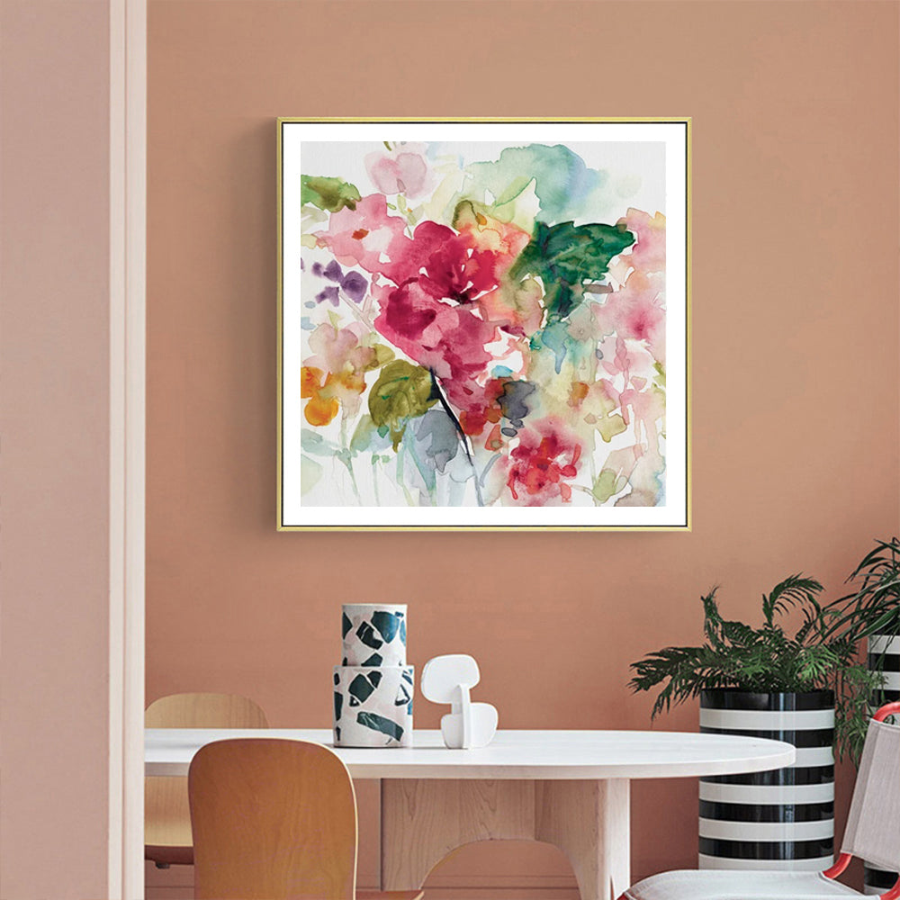 90cmx90cm Floral Brunch Gold Frame Canvas Wall Art