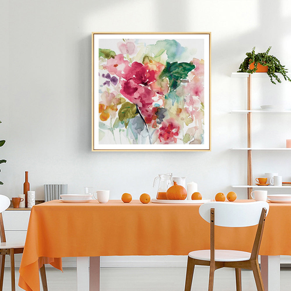 Wall Art 70cmx70cm Floral Brunch Gold Frame Canvas