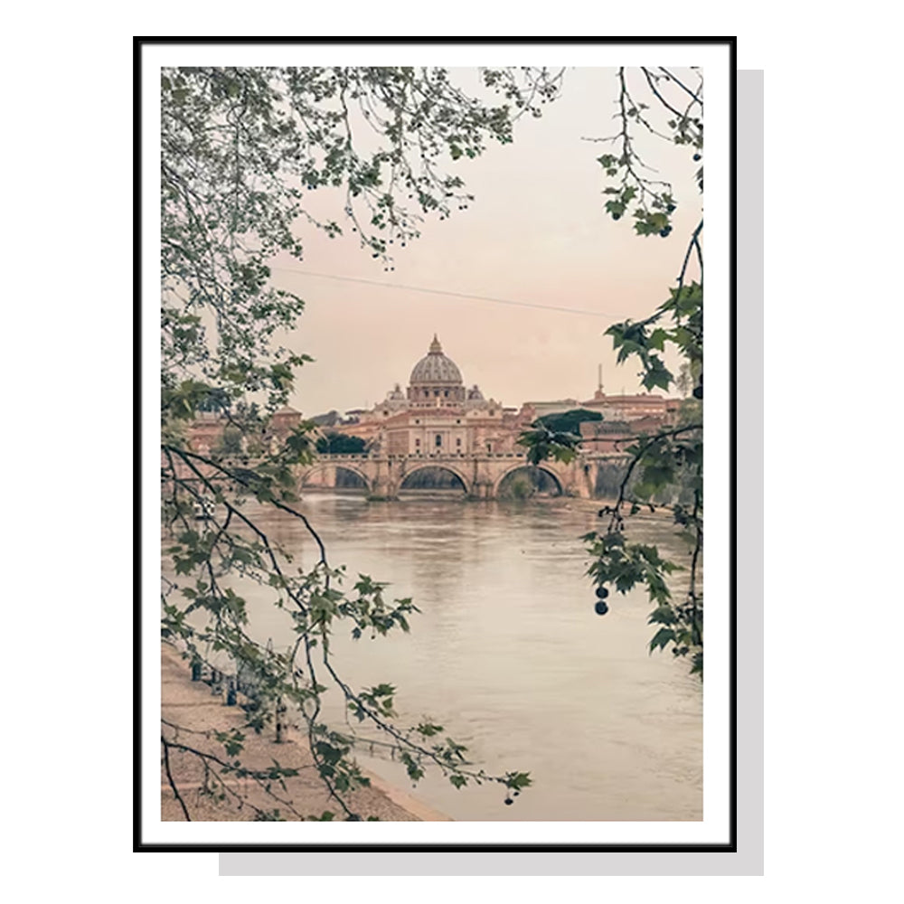 50cmx70cm Rome City Black Frame Canvas Wall Art