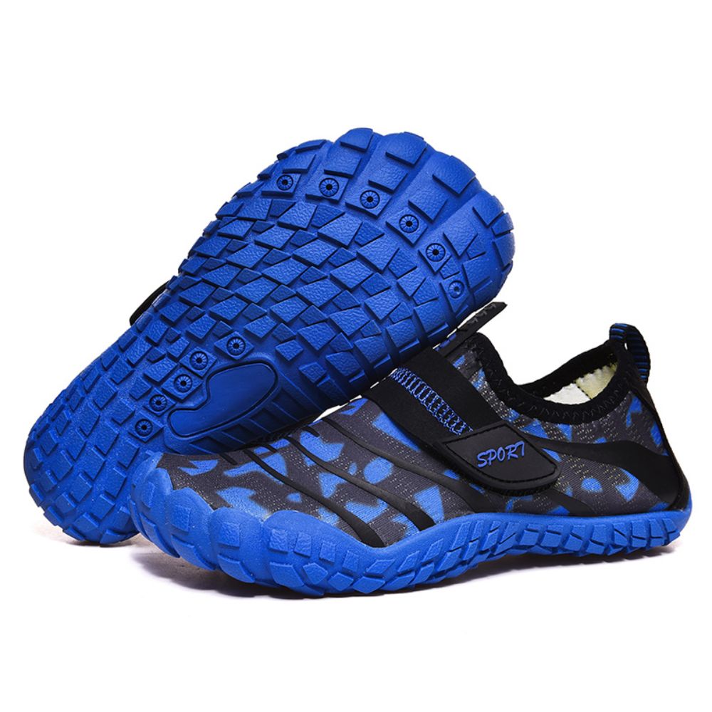 Kids Water Shoes Barefoot Quick Dry Aqua Sports Shoes Boys Girls (Pattern Printed) - Blue Size Bigkid US6.5 = EU38