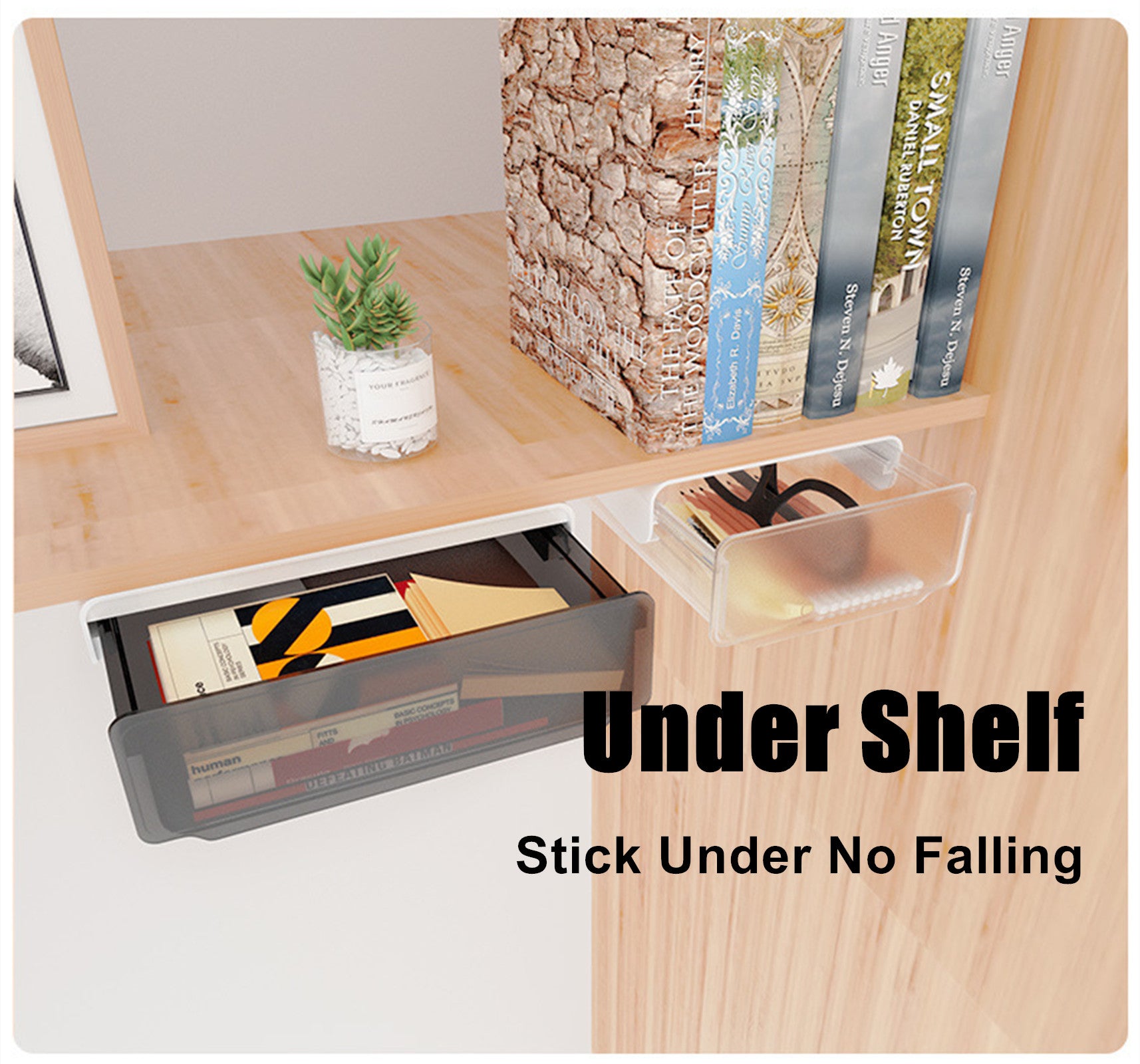 Under Desk Drawer Slide-out Large Office Organizers and Storage Drawers - Large Clear