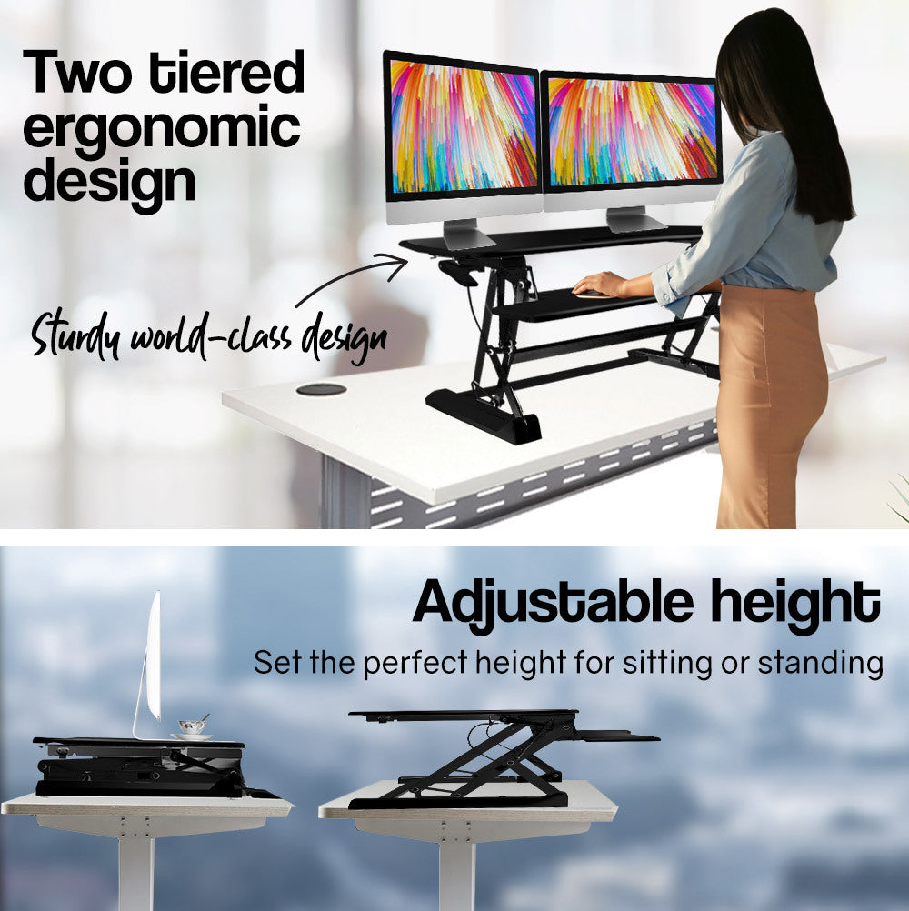 FORTIA Height Adjustable Standing Desk Riser Sit/Stand Computer Desktop Office